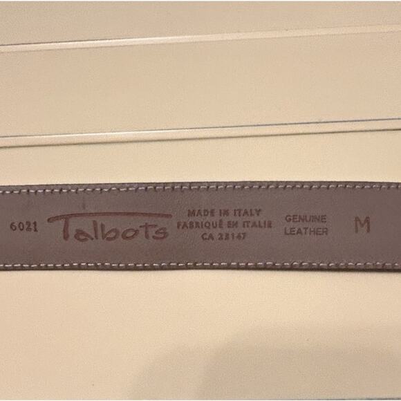 Talbots Sz Medium Belt Brown Italian Croc Embossed Leather Brass Leaf Buckle - Picture 5 of 11